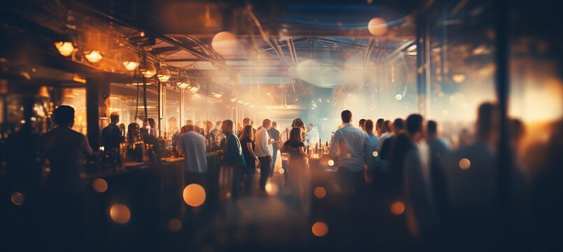 Crowd people at caffee. Generative AI technology.