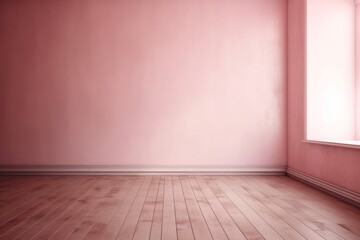 Empty light pink room with floor. Generative AI
