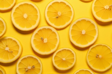 Lemon slice on yellow background. Generative AI