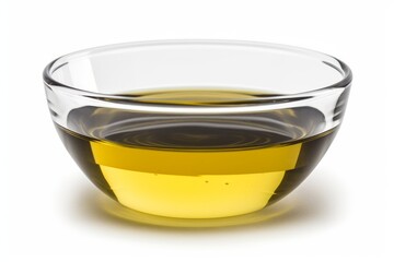 Oil in small bowl isolated on white background. Generative AI