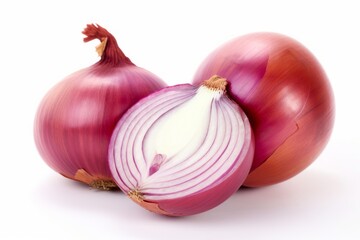 Red onion isolated on white background. Generative AI - obrazy, fototapety, plakaty