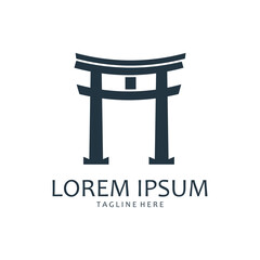 Japanese torii gate logo design vector illustration template