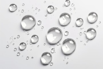 Drops of water on a white background. Generative AI