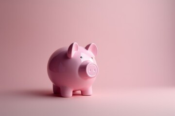 Piggy bank on pink background. Generative AI