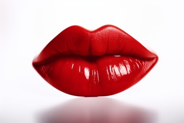 Red lips isolated on white background. Generative AI