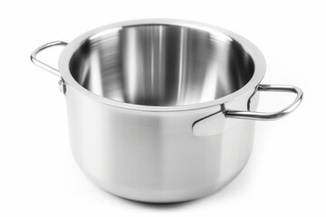 Stainless steel pot isolated on white background. Generative AI