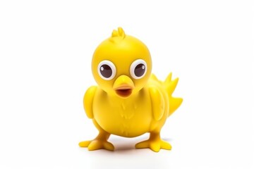 Obraz premium Toy rubber shriek yellow chicken isolated on white background. Generative AI