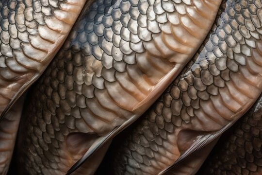 Texture of pacu fish, fish scale. Generative AI