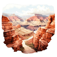 Grand Canyon on transparent background PNG - obrazy, fototapety, plakaty