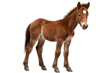Portrait of a Young Mini Horse isolated on a transparent background, Generative Ai - obrazy, fototapety, plakaty