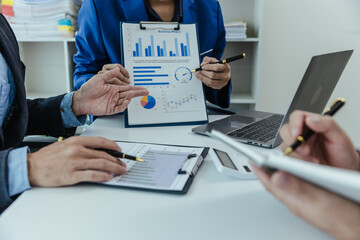 Business team in a meeting Leadership vision Collaboration and teamwork of business teams in office...