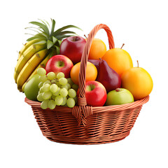 Naklejka na ściany i meble fruits in basket, on a transparent background 