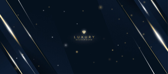 Luxurious dark blue background with sparkling gold and glitter. modern elegant abstract background