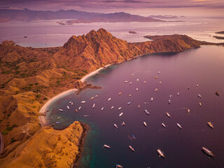 Shape of Padar Island covers with the sunlight. Located group of Kepulauan Nusa Tanggara, Indonesia.
