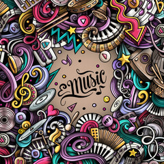 Music vector doodles illustration. Musical frame design