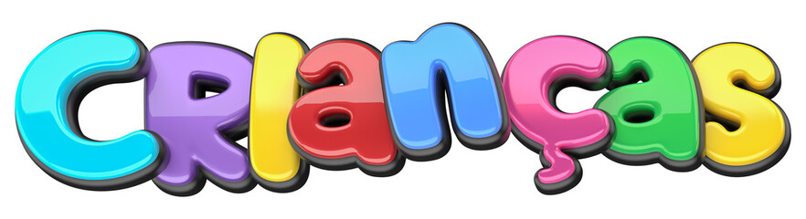 CRIANÇAS TEXTO 3D COLORIDO PARA DIA DAS CRIANÇAS