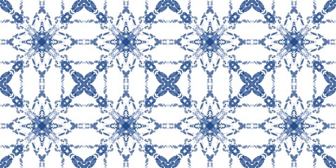  Watercolor seamless pattern. Hand-drawn detailed blue ornament on white background. Elegant cute prints