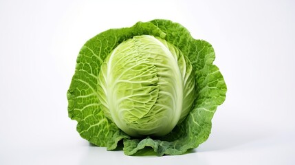 Green cabbage isolated white background. AI generated