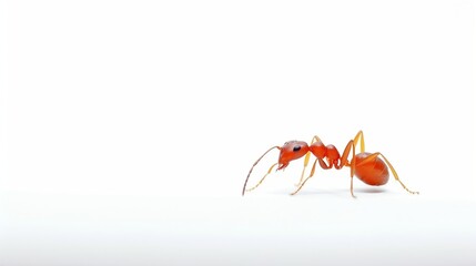 Fototapeta premium Isolated Red Ant white background. AI generated image