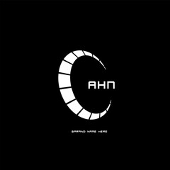 AHN circle letter logo design with circle . AHN circle logo design monogram. AHN circle vector logo template with  black and white or red color. AHN circle logo Simple, Elegant, and Luxurious design.