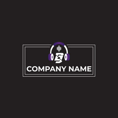DJ music company logo, vector logo music.Colorful Earphones headphones level symbol. Headset logo, icon.