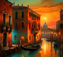 gondola Venice city - Created with Generative AI Technology