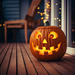 Fototapeta premium Candle lit Halloween pumpkins