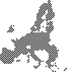 European Union countries map country from checkered black and white square grid pattern