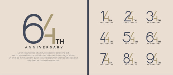 set of anniversary logo black and brown color on soft brown background for celebration moment