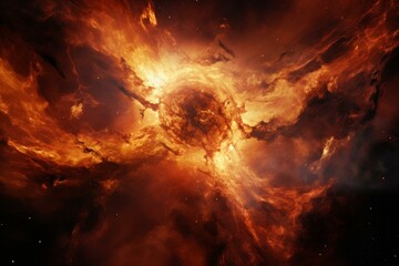 Explosive remains of a dying star create a radiant burst and swirling nebula of gas and dust. Generative AI