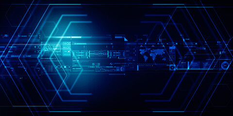 2d illustration Abstract futuristic electronic circuit technology background