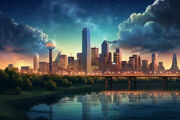 An image depicting the cityscape of Dallas. Generative AI - obrazy, fototapety, plakaty