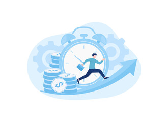 Time is money, businessman financial investment in stock market future concept flat illustration