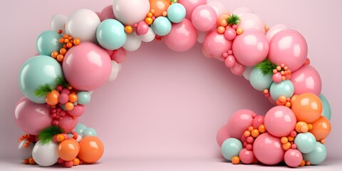 Fototapeta na wymiar Balloon garland decoration elements. Frame arch for wedding, birthday, baby shower celebration