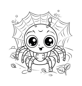 Spider coloring pages for kids - coloring book
