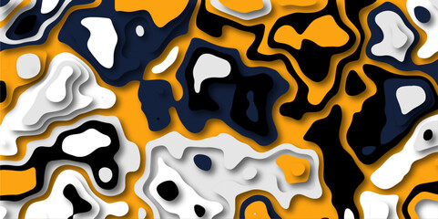 Abstract wavy line 3d paper cut white background. Topographic colorful geometric map relief texture with curved layers and shadow. Abstract white paper cut shapes background with shadow topography.