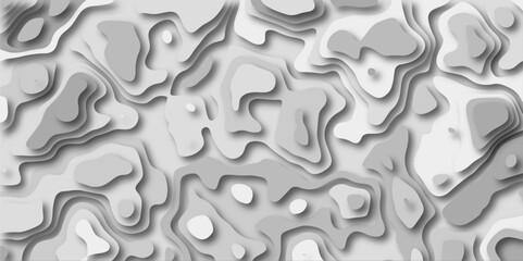 Abstract wavy line 3d paper cut white background. Topographic canyon geometric map relief texture with curved layers and shadow. Abstract white paper cut shapes background with shadow and topography.