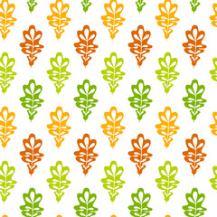 Vector floral oak leaves seamless pattern. Autumn background, textile design.