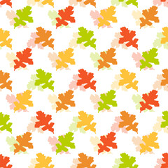 Vector floral oak leaves seamless pattern. Autumn background, textile design.