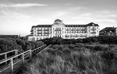 Historic health resort with seaview on Juist island. Monument and toursit attraction in the dunes...
