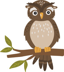 Owl animal vector, Abstract baby owl vector, forest bird, cute animal isolated, adorable owl for kids, vector illustration