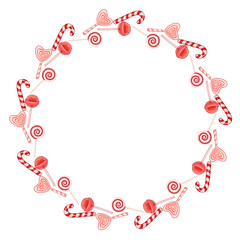 sweet lollipop christmas dessert holiday round frame