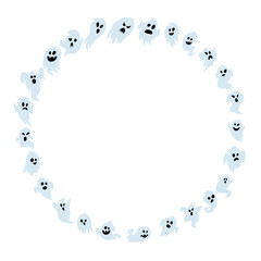 mistery ghosts halloween holiday art round frame
