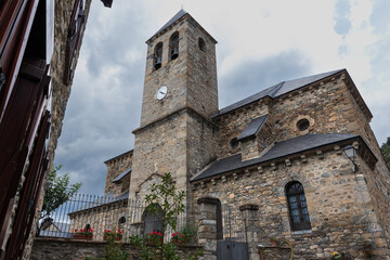 Catholic church of Lanuza in Tena valley, in the Aragonese Pyrenees in Spain