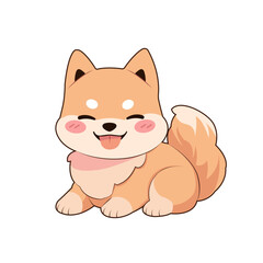 happy smiling shiba inu puppy illustration