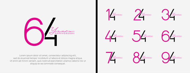 set of anniversary logo purple and black color on white background for celebration moment