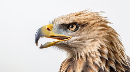 Obraz premium Portrait of an eagle head in white background.AI generated image