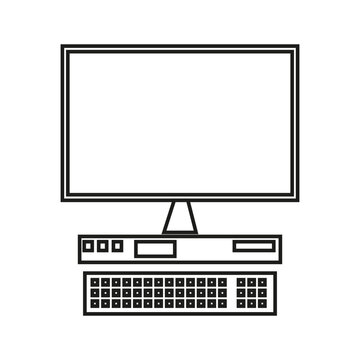 Personal computer with display and keyboard. Pictogram
