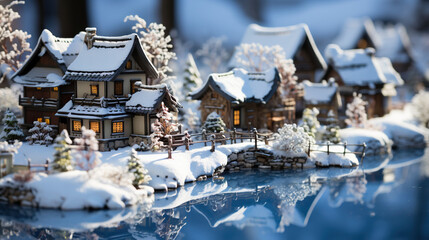 Miniature village in style as asia japan macro photo effect