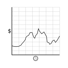 Naklejka premium Price market chart-graph black icon isolated on white background.